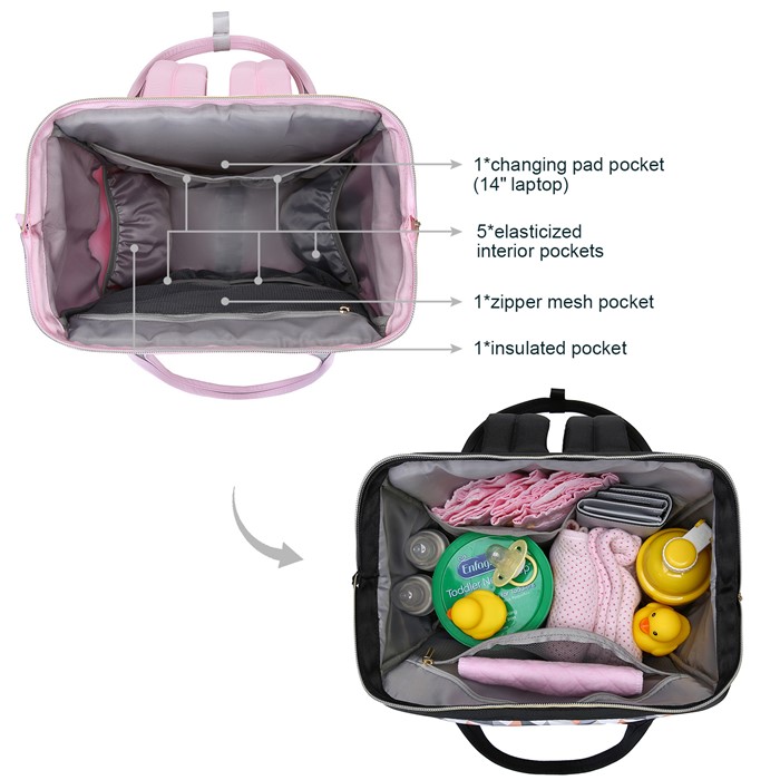 mommore กระเป๋าคุณแม่ กระเป๋าสัมภาระคุณแม่ กระเป๋าแม่ลูกอ่อน รูปแบบทันสมัย กันน้ำ พร้อมแผ่นรองเปลี่ยนผ้าอ้อม คุณภาพสูง เหมาะสำหรับเดินทางมาก (ฺPink)