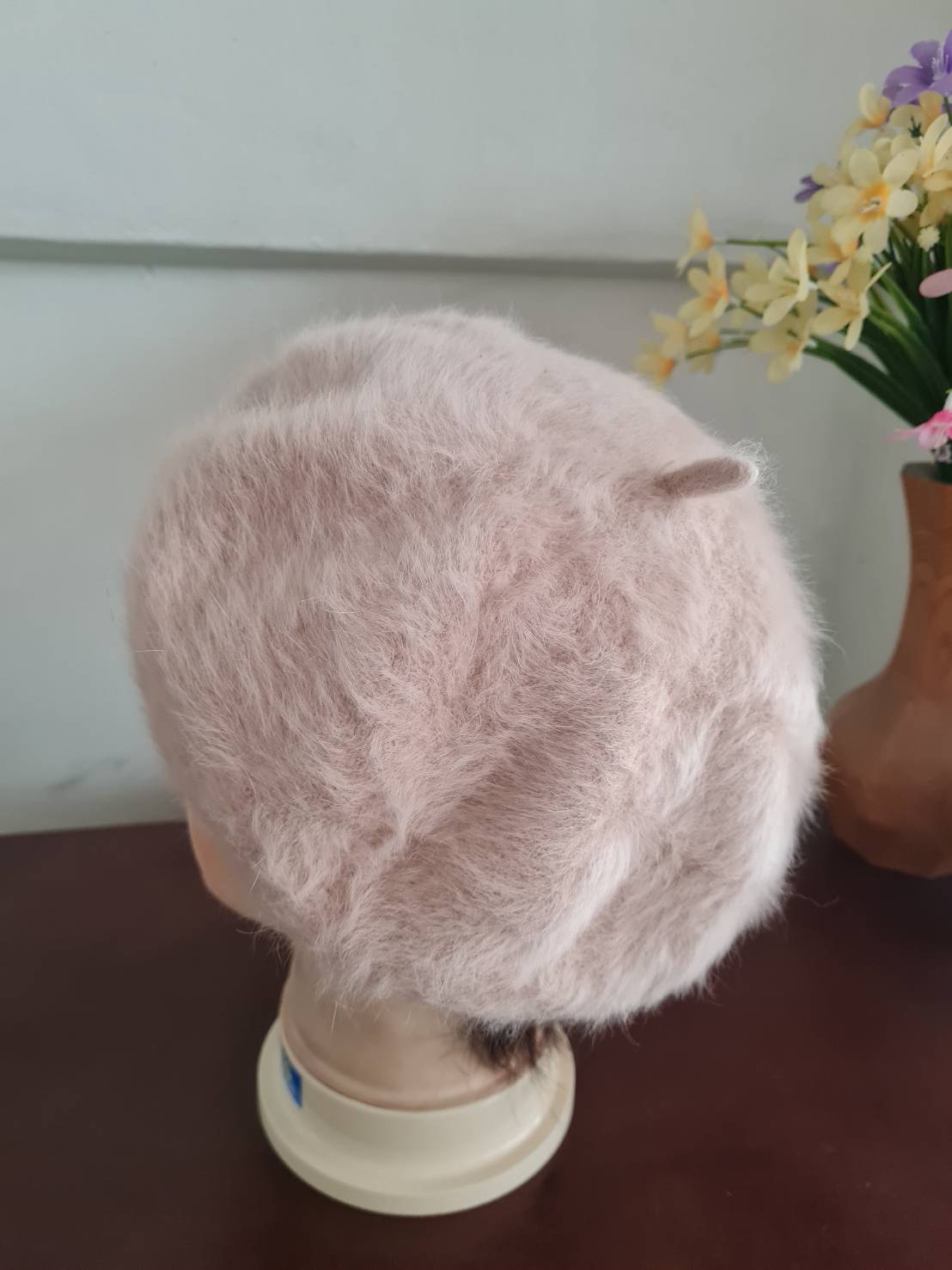 หมวกเบเร่ต์ขนกระต่ายแท้ สีน้ำตาลอ่อน