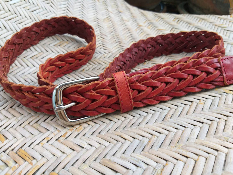 เข็มขัดชาย หนังแท้สานขัด