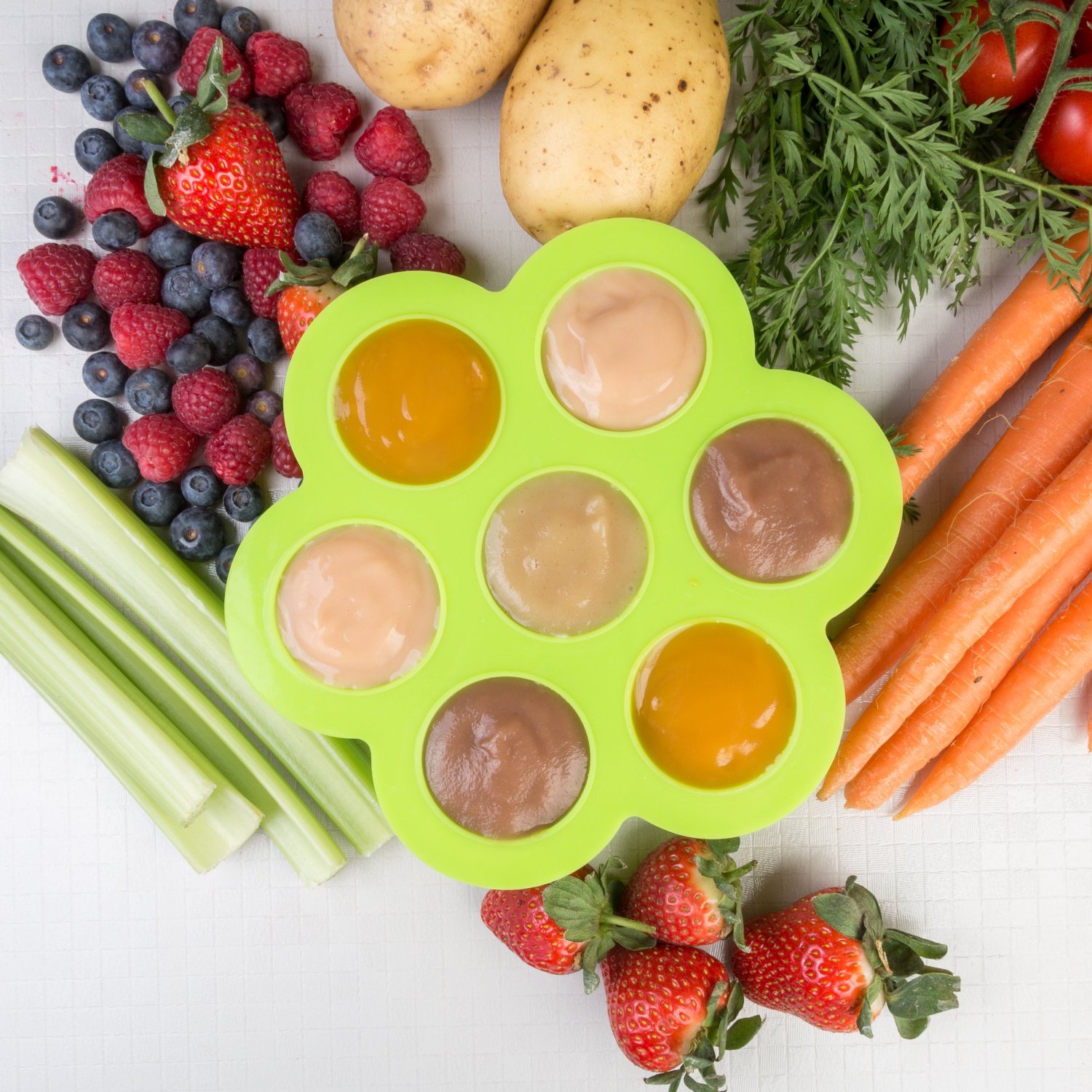 ถาดซิลิโคนเด็ก ชุดถาดซิลิโคนฟรีซเก็บอาหารเด็กอ่อน มีฝาปิด NanaBaby Food Storage Silicone Container