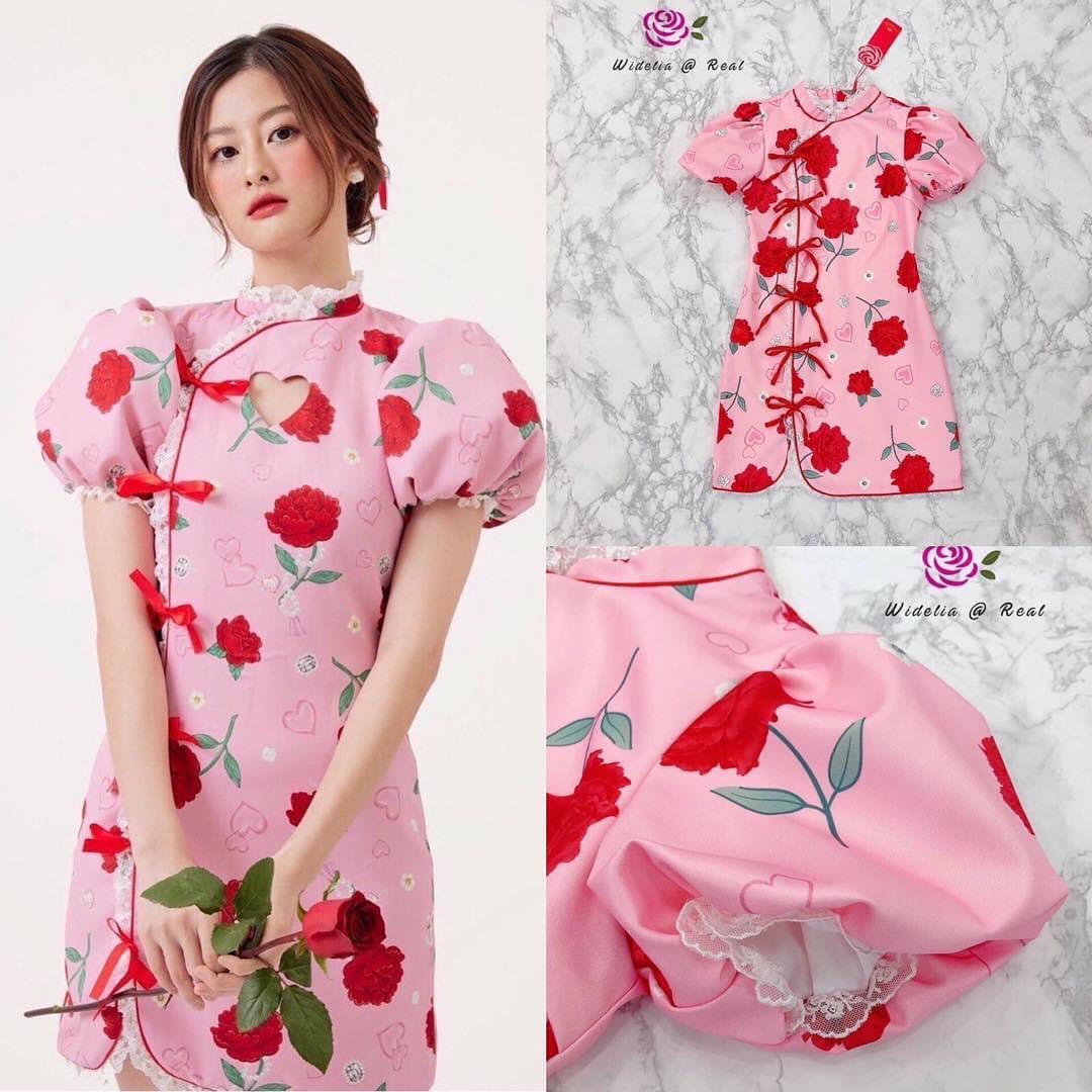 Dress เดรสกี่เพ้าแขนพองแสนสวย รุ่นนี้น่ารักมากแม่ ใครไวใครได้ เนื้อผ้าอย่างดี ขอบอก สินค้าคุณภาพ (พร้อมส่ง)