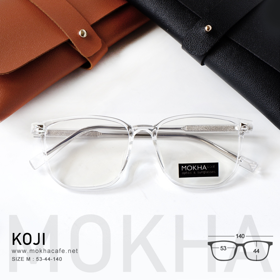 KOJI - clear กรอบแว่น ทรงเหลี่ยม TR90 ยืดหยุ่น กว้าง 140 มม. (sizeM) H44