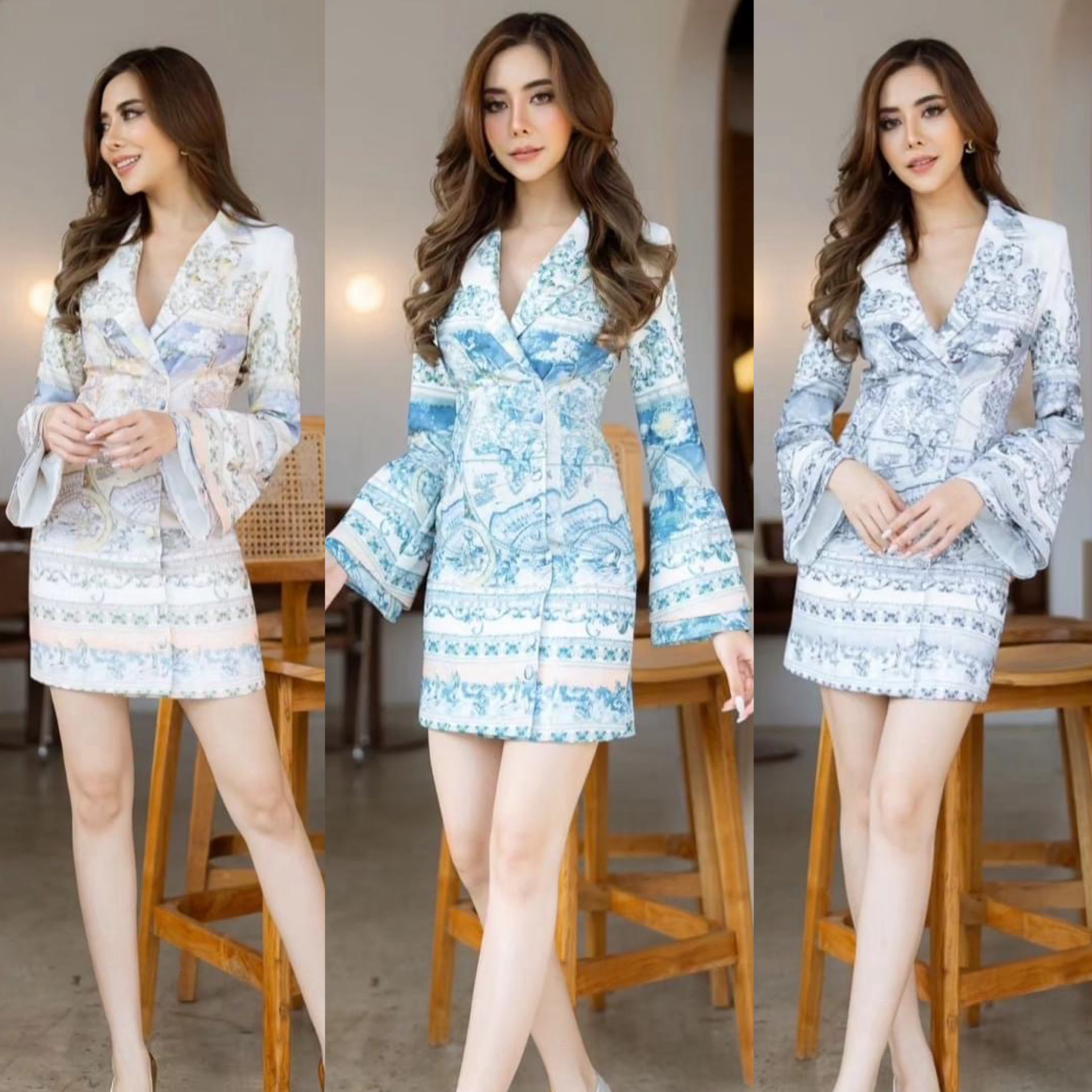 มินิเดรสปริ้นส์ลายกราฟฟิกเล่นโทนสีได้อย่างลงตัว ตัวชุดเป็นทรงเข้ารูป .ใส่สบาย สินค้าคุณภาพ (พร้อมส่ง)