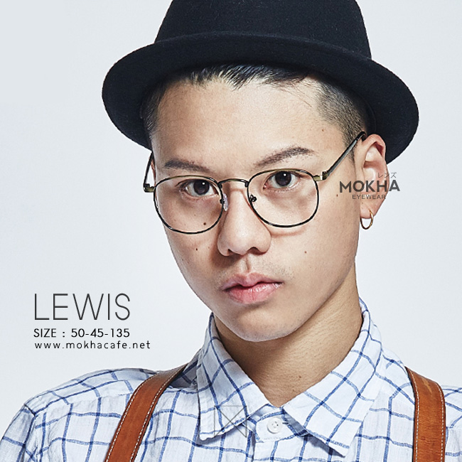 LEWIS - black กรอบแว่นตา ทรงเหลี่ยม กรอบโลหะ กว้าง 135 มม. (sizeM) H45