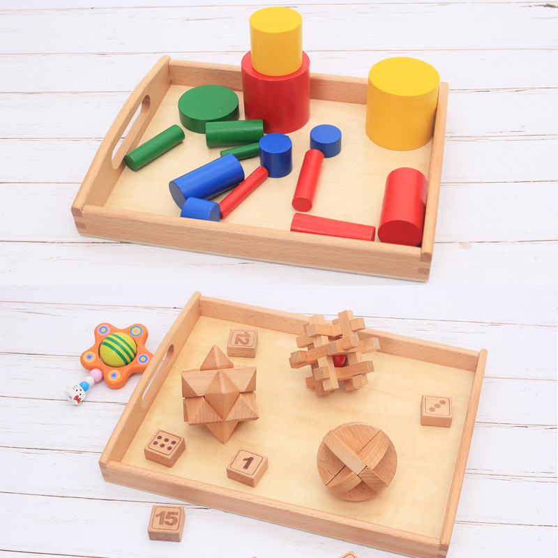 ถาดไม้ Montessori Tray ถาดสำหรับวางอุปกรณ์มอนเตสซอรี่ ขนาด S/M/L