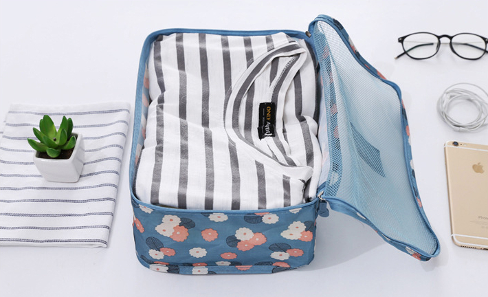 กระเป๋าจัดระเบียบเดินทาง กระเป๋าจัดระเบียบเสื้อผ้า 6 ใบ จัดกระเป๋าเดินทาง กันน้ำ ใส่เสื้อผ้า ชุดชั้นใน เครื่องสำอาง มี 5 สีให้เลือก