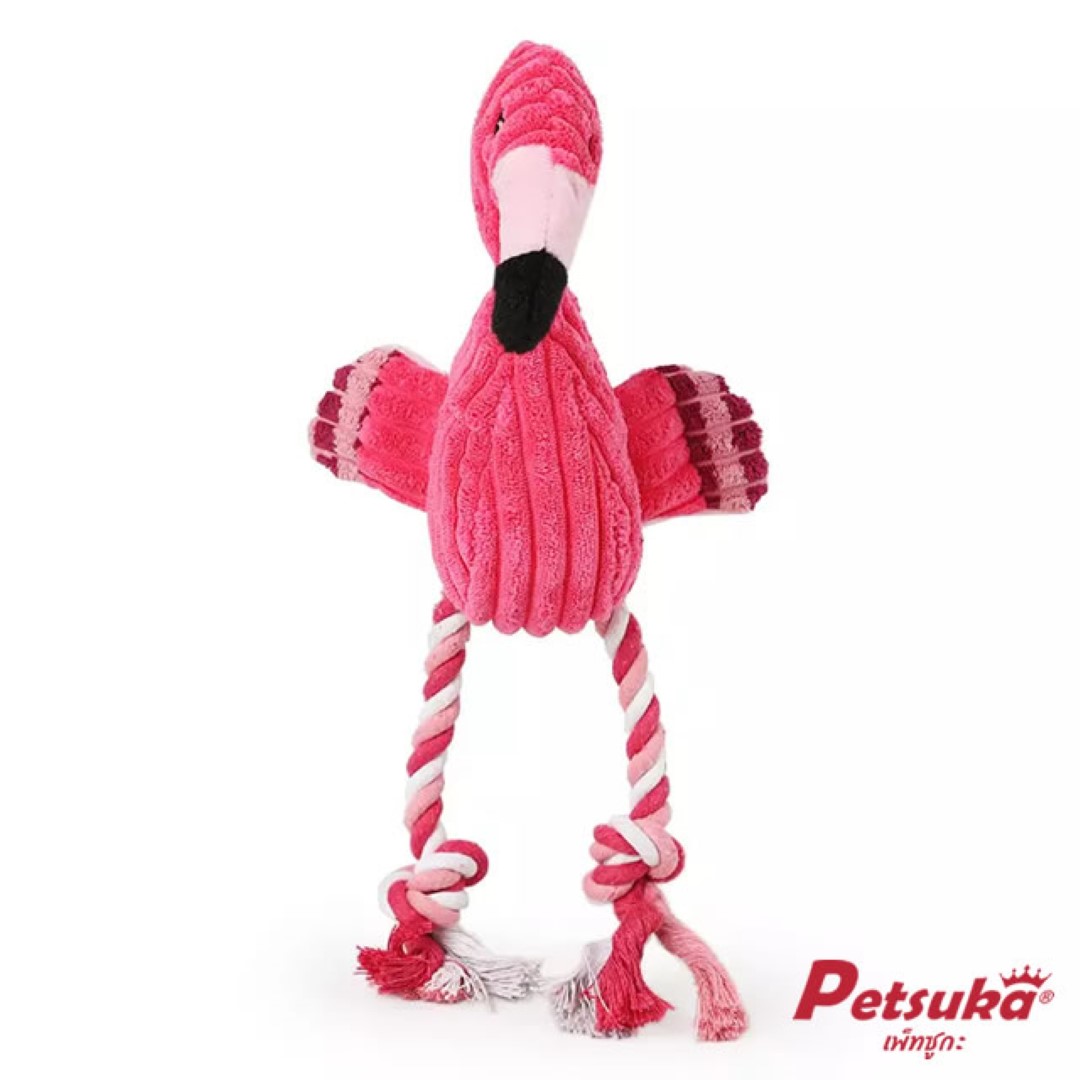 ตุ๊กตาสุนัข Petsuka ตุ๊กตานกฟลามิงโก้มีเสียง ตุ๊กตาขัดฟันสัตว์เลี้ยง