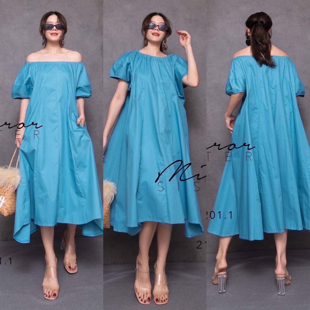 เดรสปาดไหล่ทรงเก๋ แพทเทรินใส่ง่ายทรงหลวม ชายบานทรงA ผ้าต่อ8ชิ้นไม่หวงผ้า ช่วงแขนทรงตุ๊กตา ช่วงไหล่สม็อค จะใส่แบบปาดไหล่หรือเอาขึ้นไหล่ก็ไใส่สบาย : สินค้าคุณภาพ (พร้อมส่ง)