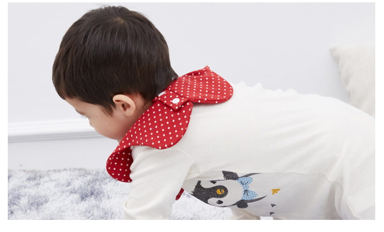 ผ้ากันเปื้อนเด็กซับน้ำลาย หมุนได้รอบคอ 360 องศา Cotton 100% หนา 2 ชั้น มีกระดุมถอดง่าย สำหรับเด็กวัย 0-2 ปี