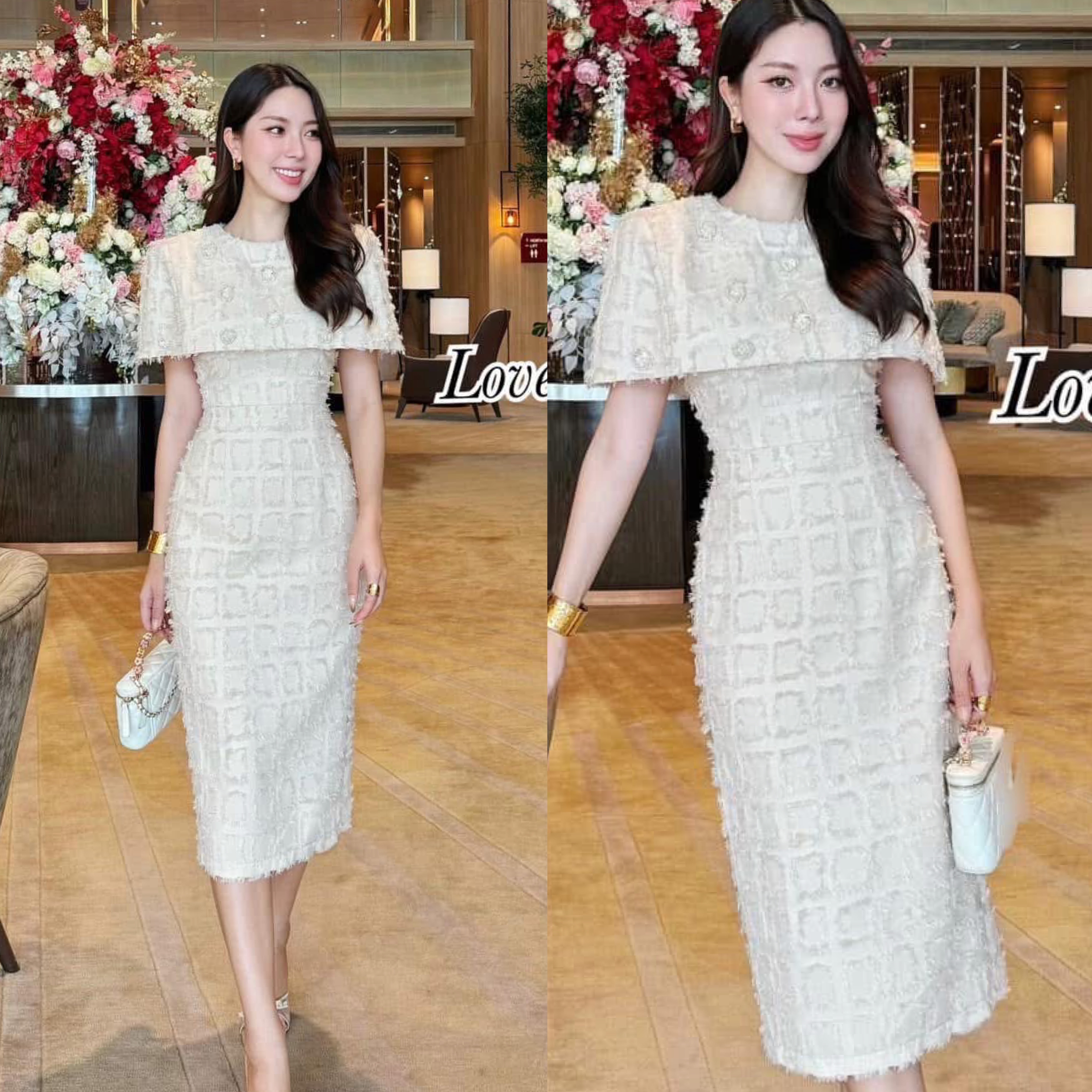 เดรสคลุมไหล่ ทรงสวย ใส่สบาย : สินค้าคุณภาพ (พร้อมส่ง)