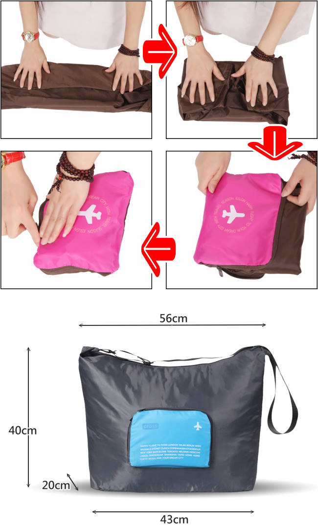 DINIWELL กระเป๋าเดินทางพับเก็บได้ สะพายพาดลำตัวได้ ปรับสายสะพายได้ เสียบที่จับของกระเป๋าเดินทางได้ ผลิตจากโพลีเอสเตอร์กันน้ำ มีซิปรูดตอนพับเก็บ