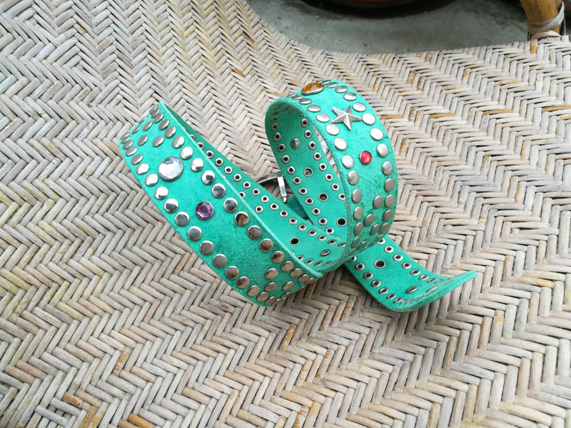 เข็มขัดชาย หนังกลังฟอก แต่งหมุดแนวร็อค สวยมากกก (ของใหม่)