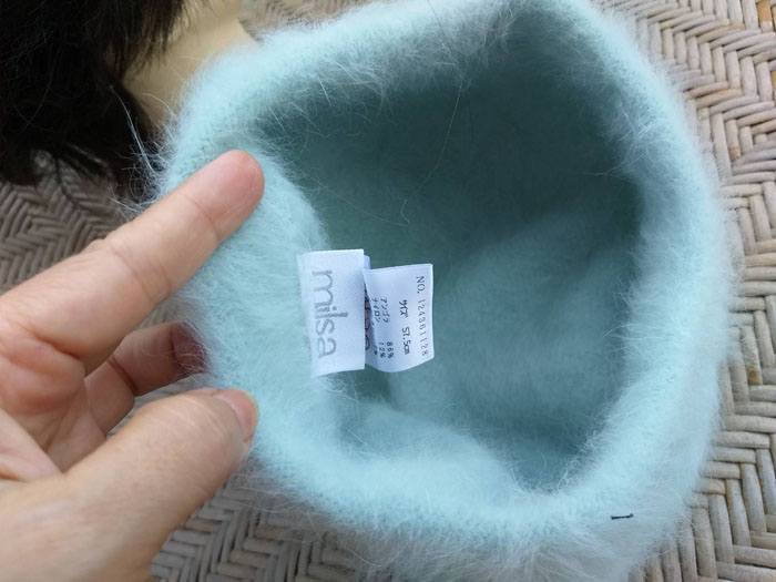 หมวกเบเร่ต์ขนกระต่ายแท้ milsa สีเขียวมิ้นท์ หนาอุ่นติดลบ