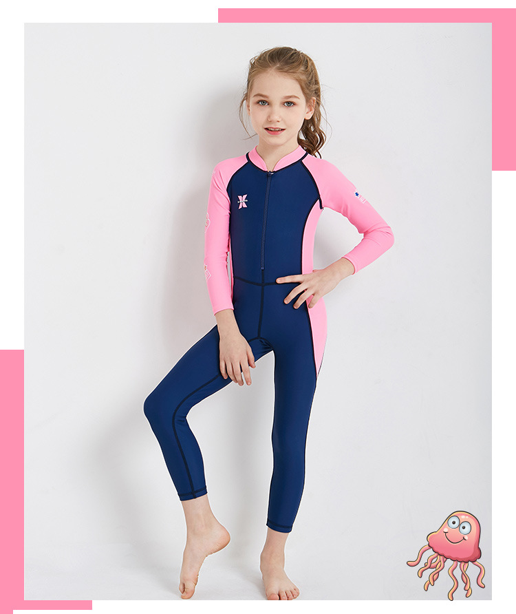 ชุดว่ายน้ำเด็กหญิง Dive & Sail จั๊มสูทแขนยาวขายาว กันรังสี UV
