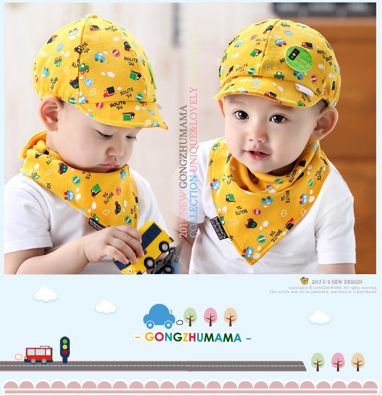 หมวกเด็ก Set หมวกแก๊ป+ผ้ากันเปื้อนเด็ก Let's Ride! สำหรับเด็กเล็กวัย 3-24 เดือน