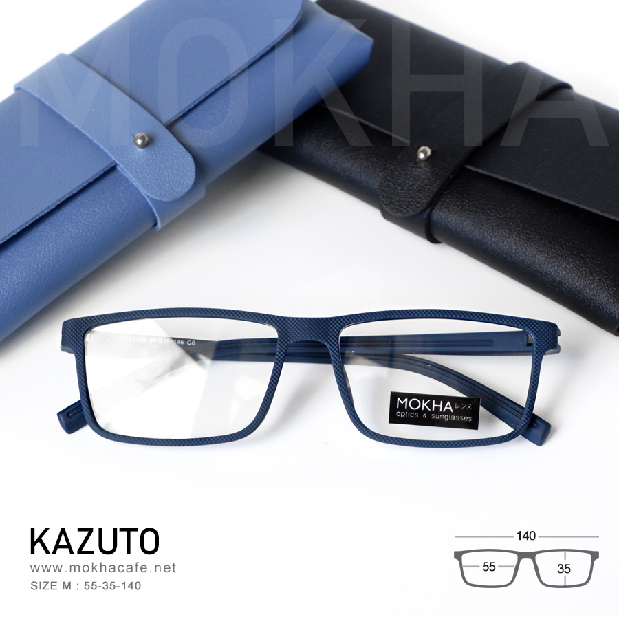 KAZUTO - blue กรอบแว่นทรงเหลี่ยม แว่นตายืดหยุ่น TR90 กว้าง 140 มม. (sizeM) H35