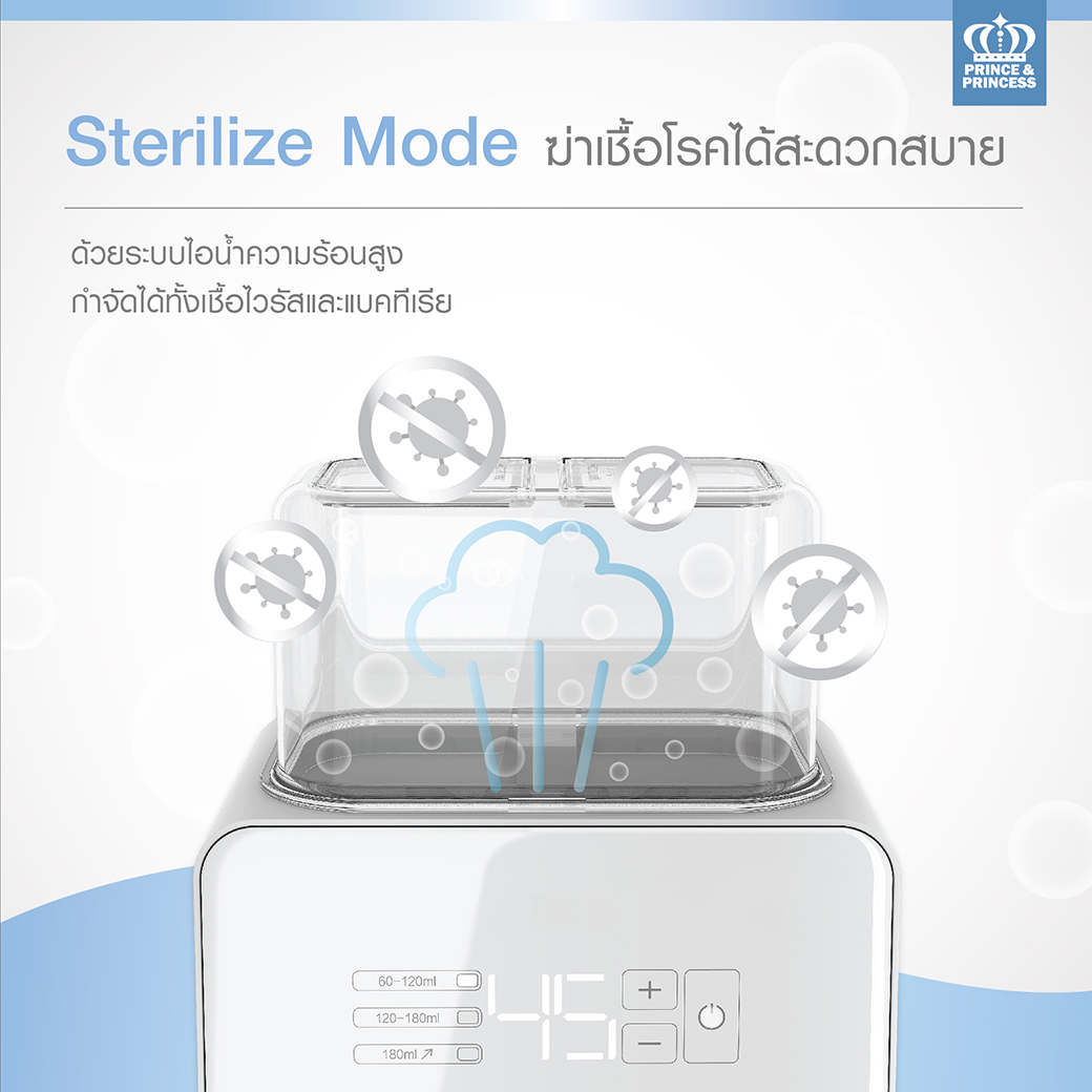 (10896) Prince&Princess เครื่องอุ่นนมและอาหารเด็ก ,รุ่น Baby Bottle Warmer ,สีเทา