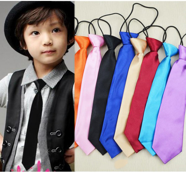 เนคไทเด็ก เนกไทเด็กสำเร็จรูป ผ้าซาติน สวมใส่ง่าย สำหรับเด็กวัย 1-12 ปี