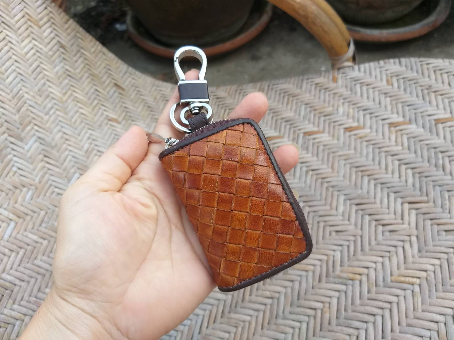 กระเป๋าใส่กุญแจ Allegro หนังแท้สานขัด สวยมาก