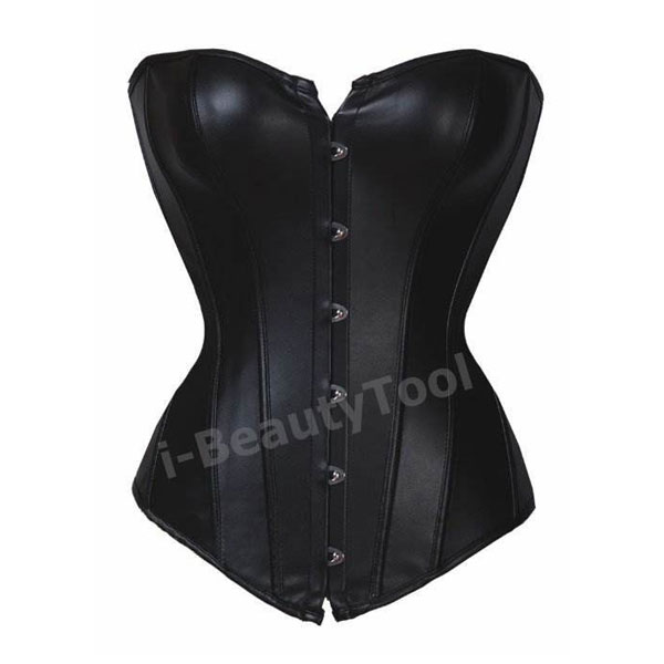 คอร์เซ็ท Corset สีดำแบบหนังเรียบ ดูดีเปรี้ยวเท่ห์ งานเยี่ยม