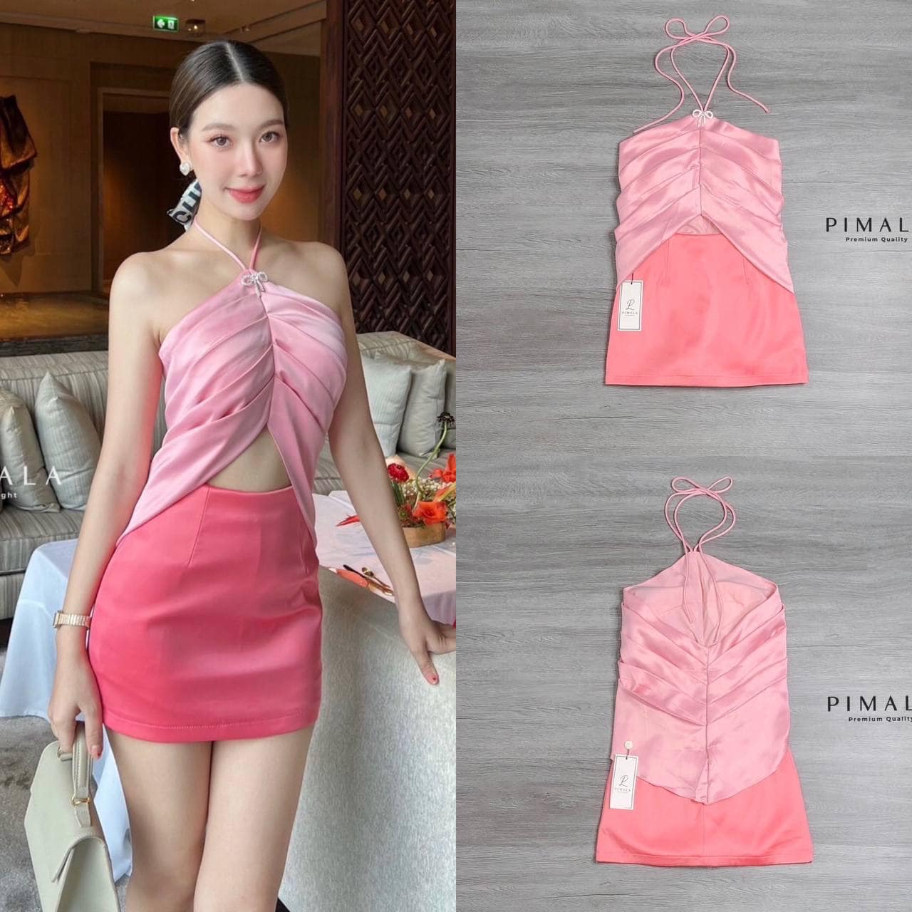 เซ็ทเสื้องานหรูสวยมากกค้ามีเข็มกลัดโบว์เพชรเล็กๆสายผูกโบว์ มาคู่กับกระโปรง ด้านในเป็นกางเกง ใส่สบาย : สินค้าคุณภาพ (พร้อมส่ง)