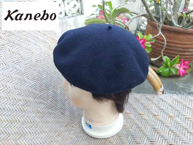 หมวกเบเร่ต์ Kanebo ผ้าขนสัตว์สีดำ(มือ1)
