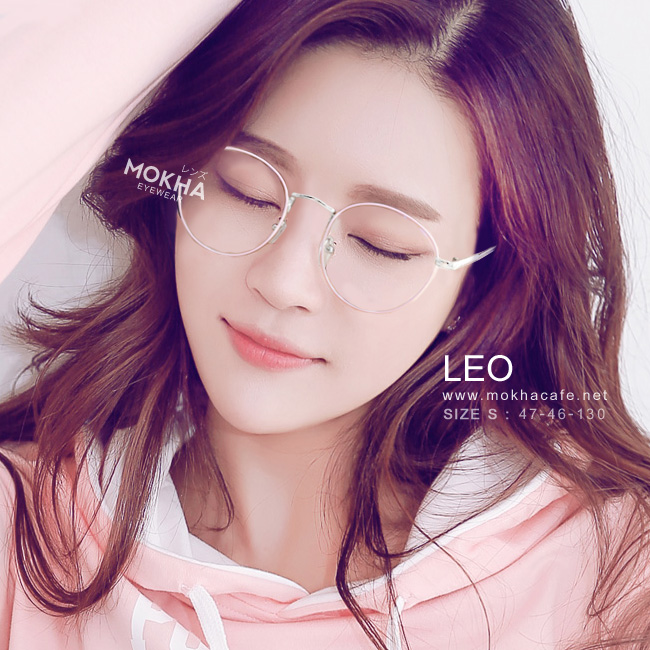 กรอบแว่น LEO - pink กรอบโลหะ ทรงกลม กว้าง 130 มม. (sizeS) H46