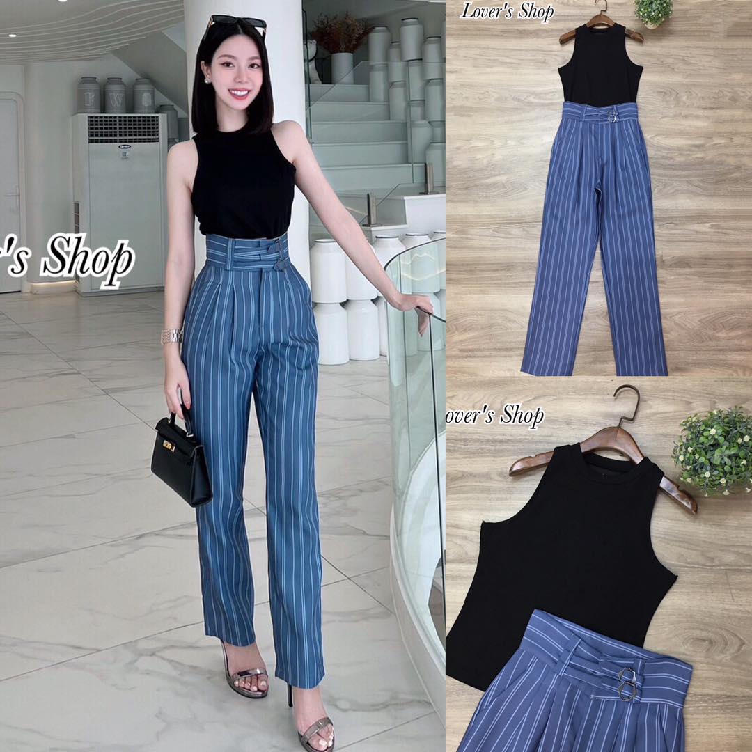 Set.2ชิ้น เสื้อ+กางเกง เสื้อแขนกุดไหมพรมผ้าล่องเรงนื้อผ้านุ่มยืด ทรง เข้ารูป มาพร้อมกางเกงเอวสูงทรงกระบอกเล็ก งานซิบหลัง มีซับในอย่างดีค่ะ . สินค้าคุณภาพ (พร้อมส่ง).