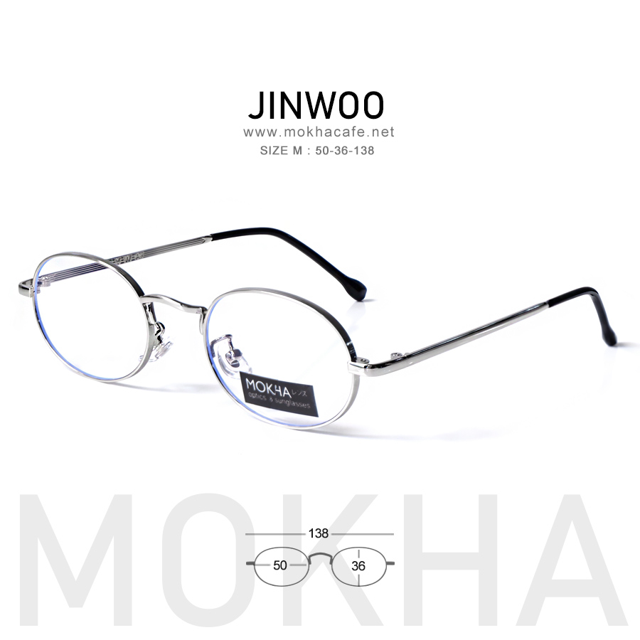 JINWOO - silver กรอบโลหะ แว่นทรงกลม รีหยดน้ำ กว้าง 138 มม.(sizeM) H36 กรอบแว่น