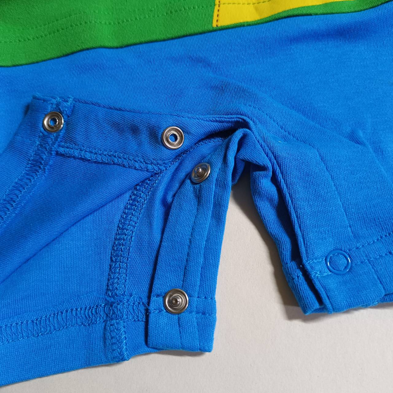 ชุดจั๊มสูทเด็ก แบรนด์แท้ Cuddle me เนื้อผ้าดีมาก ลายยีราฟ สีเขียวสลับฟ้าเข้มสดใส