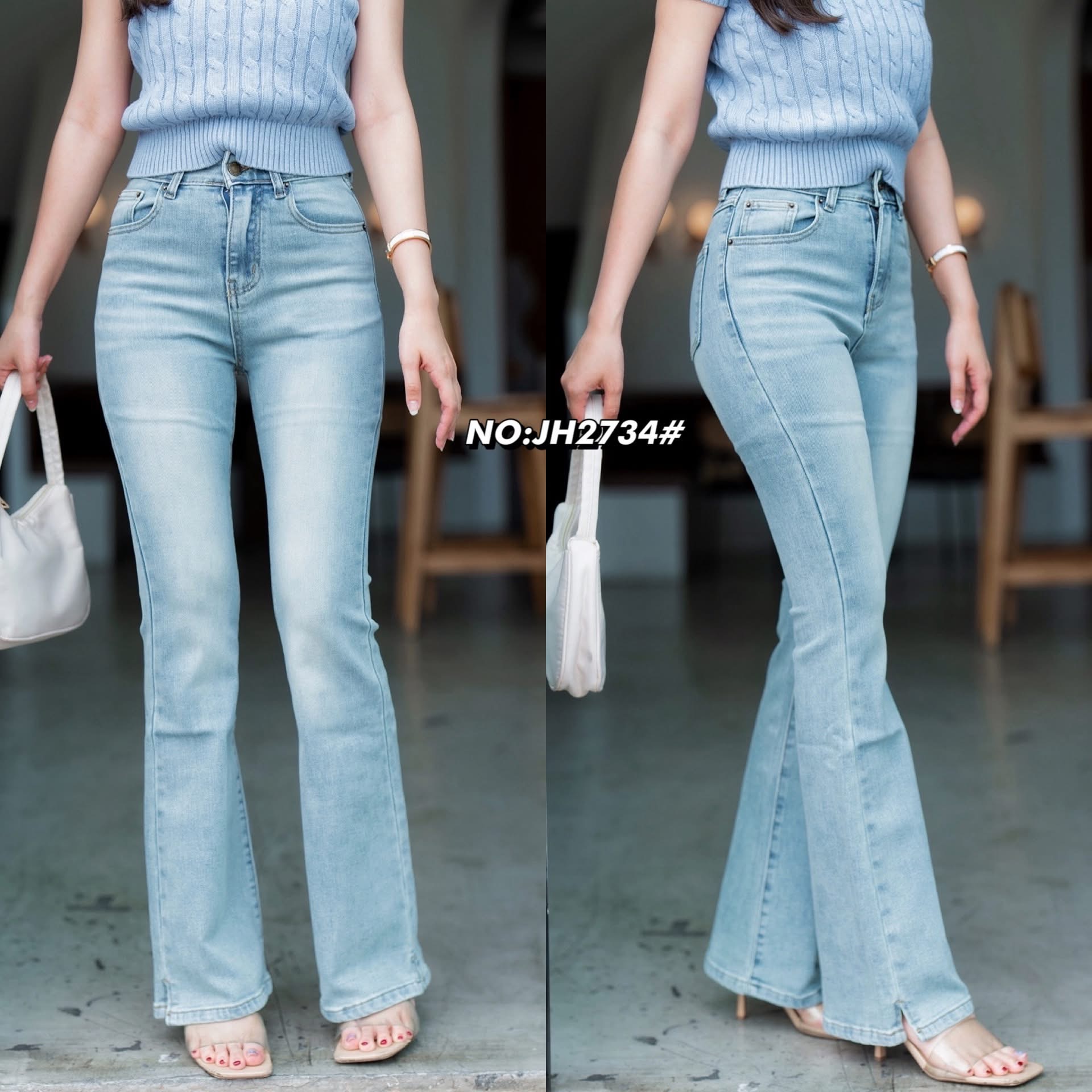 กางเกงยีนส์ขาม้า เอวสูงงง ผ้ายีนส์ยืด (รุ่นนี้ไซส์เล็กนิดนึงค่ะ ) เนื้อผ้าใส่นิ่มมาก สบายสุดๆ ดีเทลปลายขาผ่าข้างเก๋ๆ ใส่สบาย : สินค้าคุณภาพ (พร้อมส่ง)