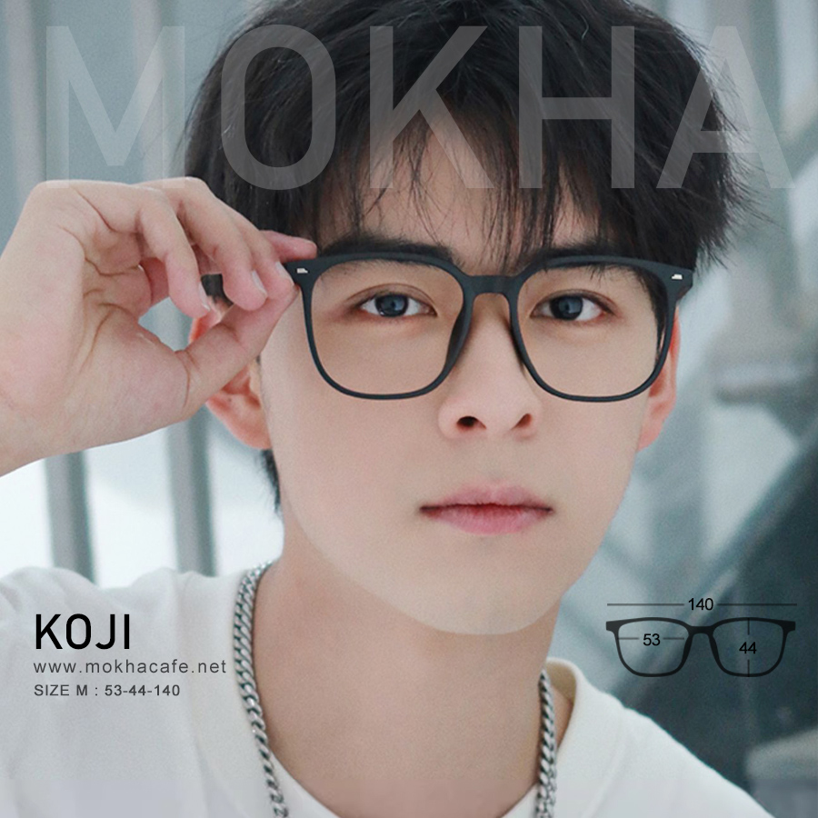 KOJI - black กรอบแว่น ทรงเหลี่ยม TR90 ยืดหยุ่น กว้าง 140 มม. (sizeM) H44
