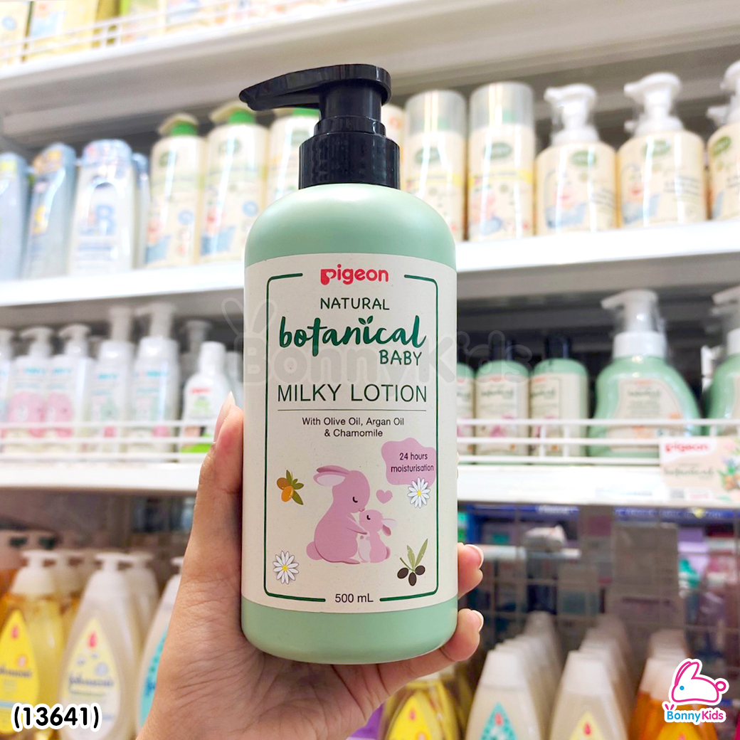 (13641) Pigeon (พีเจ้น) Natural Botanical Baby Milky Lotion โลชั่นน้ำนมบำรุงผิว (ขนาด 500 ml.)