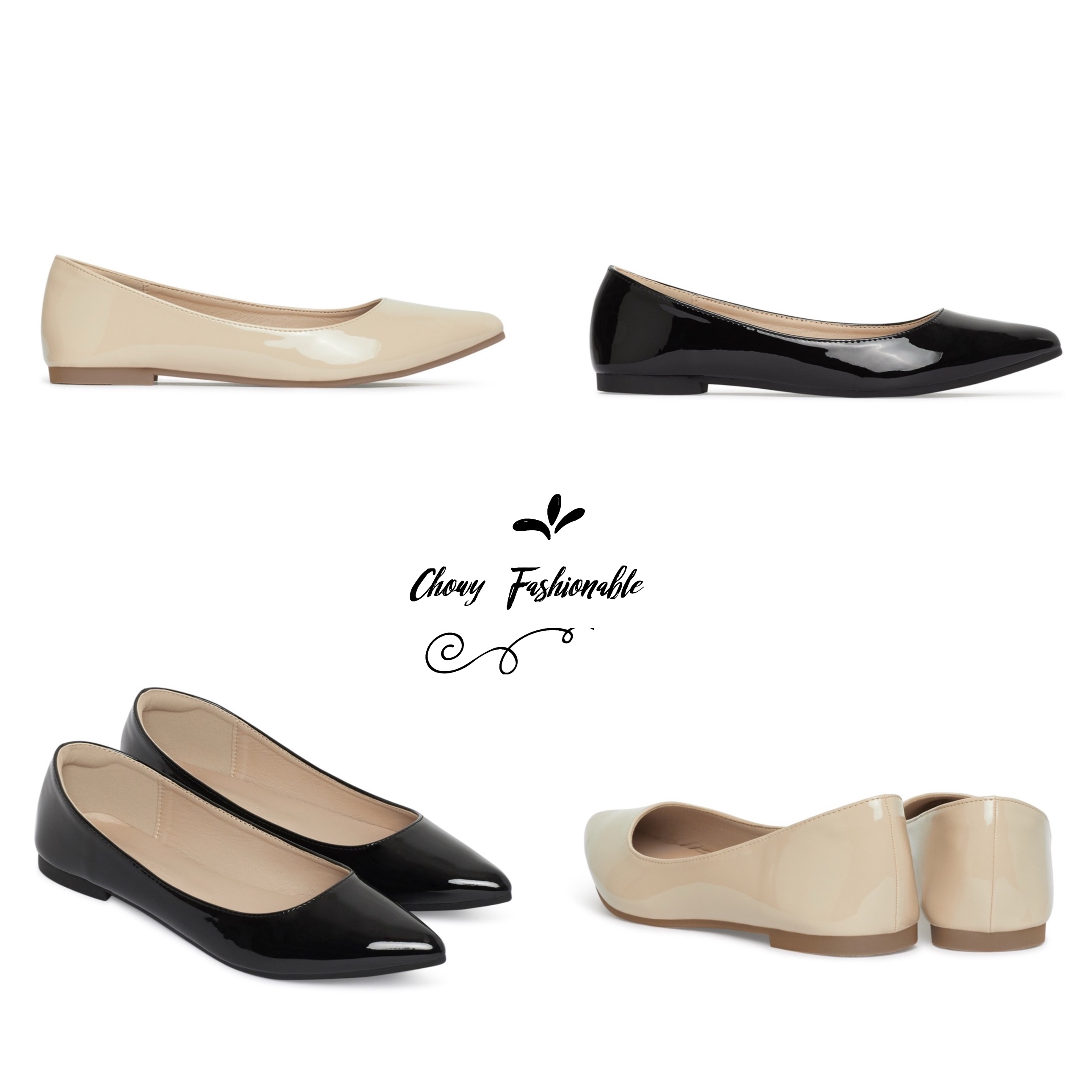 รองเท้าไซส์ใหญ่ 40-48 คัชชูหัวแหลม ส้นแบนไซส์ใหญ่ Shanon Glossy Pointed KR0622