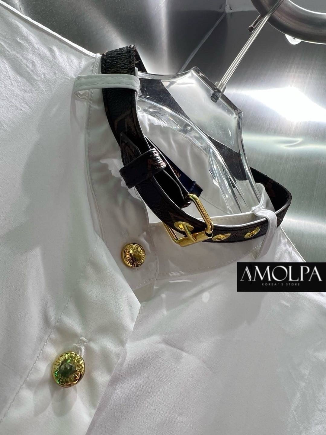 เชิ้ต LV งาน hiend ( ช่วงคอมี เข็มขัดหนังMonogram ถอดเข้า-ออก ได้ ) สวยหรู ดูแพง ใส่ออกงาน ใส่สบาย : สินค้าคุณภาพ (พร้อมส่ง)