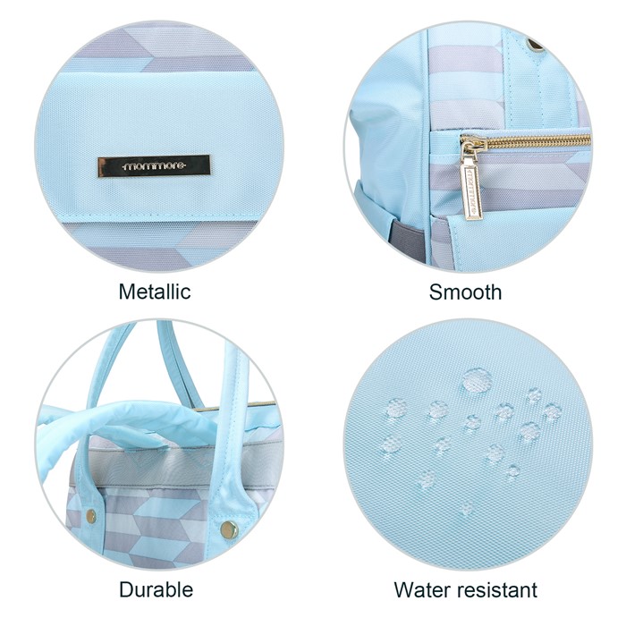 mommore กระเป๋าคุณแม่ กระเป๋าสัมภาระคุณแม่ กระเป๋าแม่ลูกอ่อน รูปแบบทันสมัย กันน้ำ พร้อมแผ่นรองเปลี่ยนผ้าอ้อม คุณภาพสูง เหมาะสำหรับเดินทางมาก (ฺLight Blue)