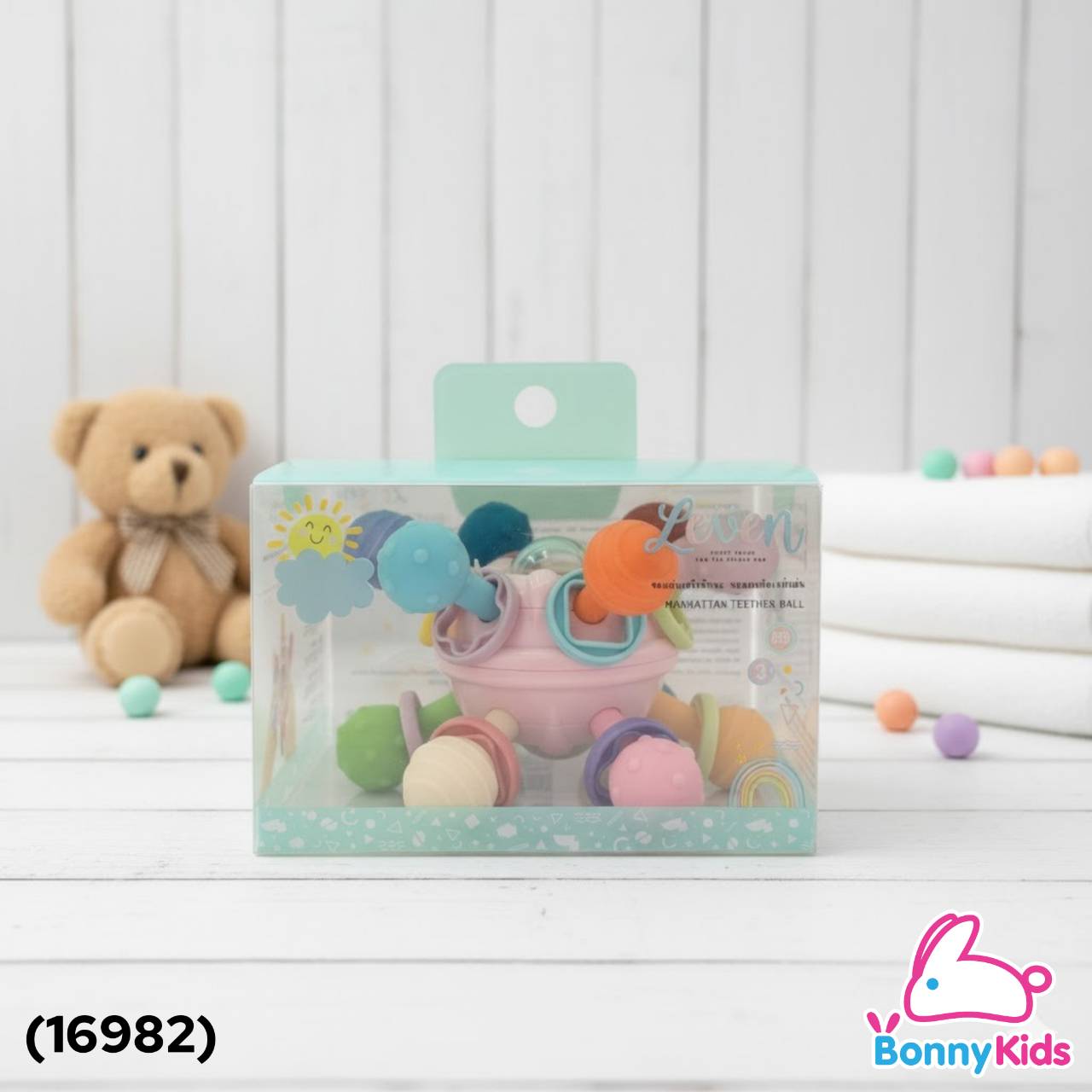 (16982) TresG-Leven ของเล่นเสริมทักษะ บอลยางกัดเขย่าเล่น สำหรับเด็ก 3m+ (คละสี)