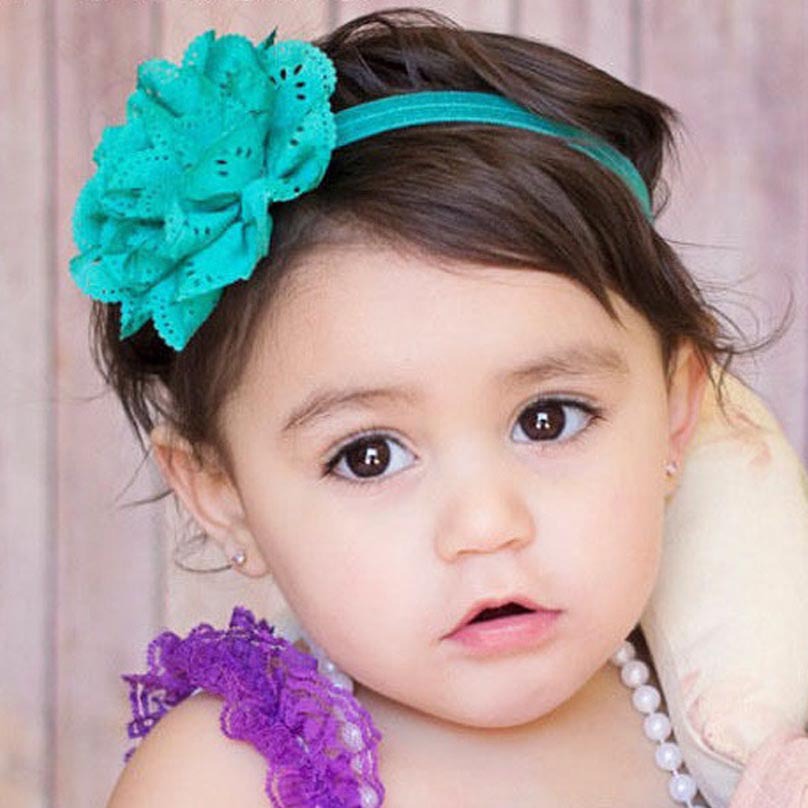 ผ้าคาดผมเด็กเล็ก ดอกไม้ลูกไม้รูดซ้อนชั้น