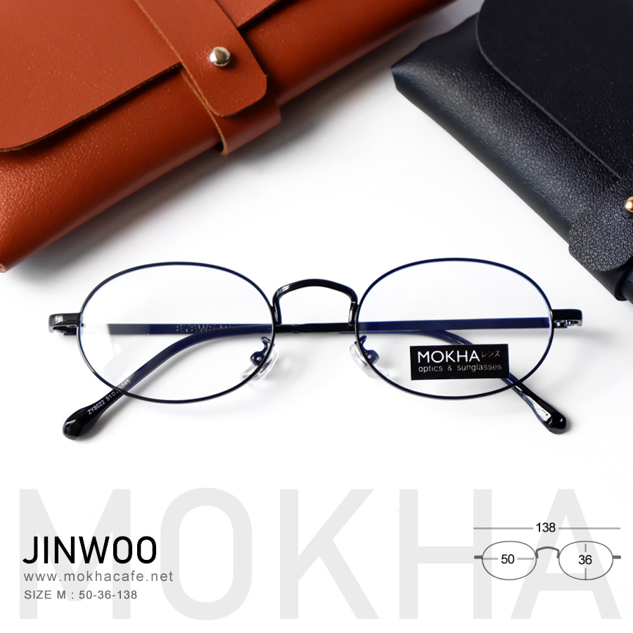 JINWOO - black กรอบโลหะ แว่นทรงกลม รีหยดน้ำ กว้าง 138 มม.(sizeM) H36 กรอบแว่น