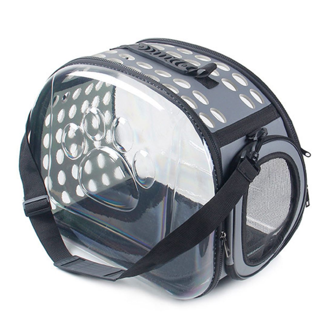 กระเป๋าสัตว์เลี้ยงสะพายข้าง Petsuka แบบโปร่งใส สีเทา ขนาด S