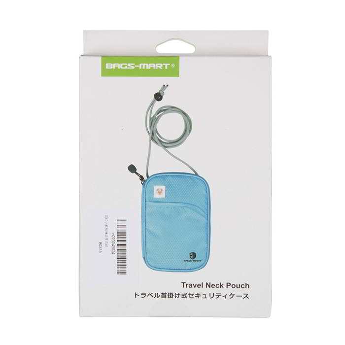 กระเป๋าใส่พาสปอร์ตห้อยคอ คล้องคอได้ กระเป๋าใส่หนังสือเดินทาง ป้องกันการขโมยข้อมูลบัตรเครดิตด้วยคลื่น RFID (Blue)