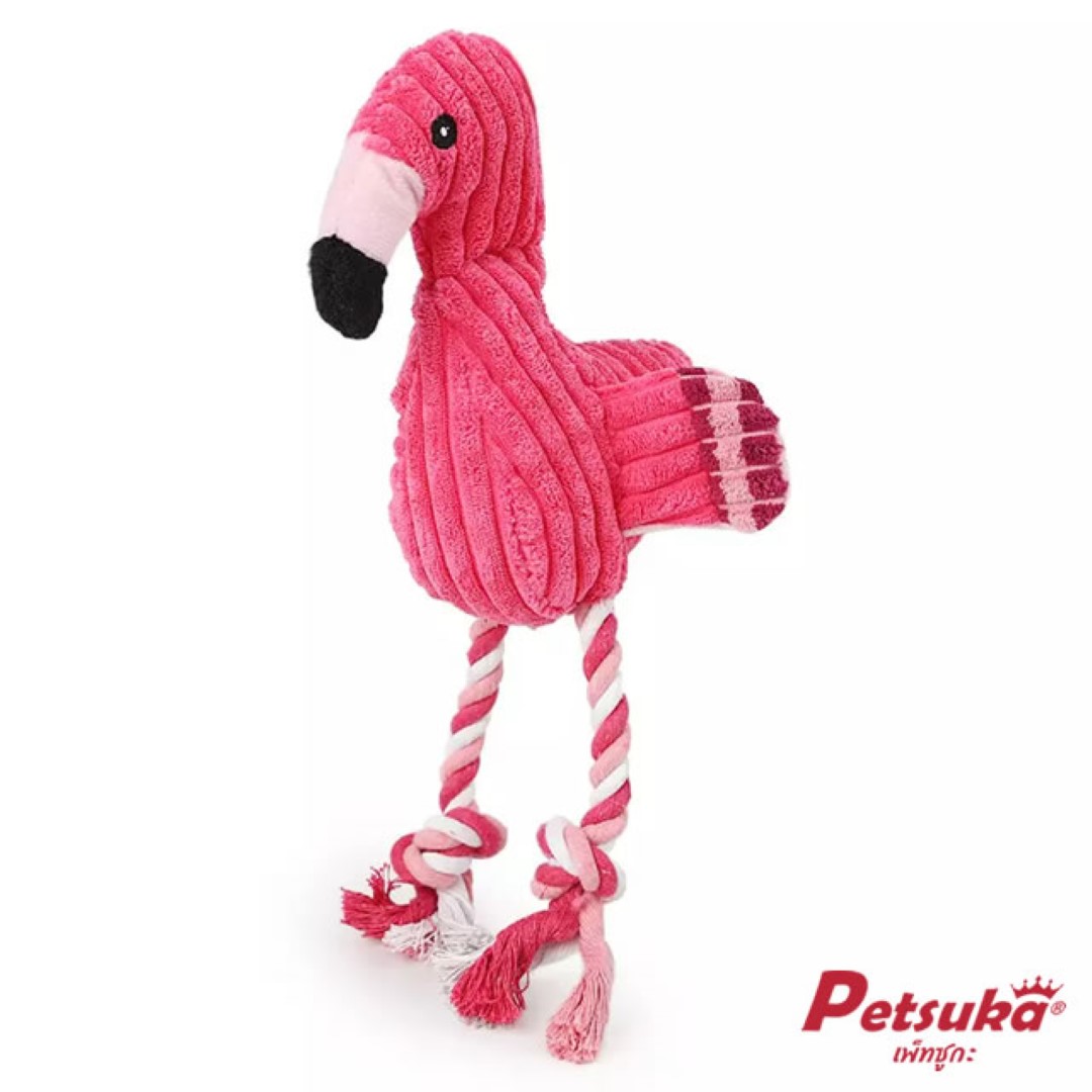 ตุ๊กตาสุนัข Petsuka ตุ๊กตานกฟลามิงโก้มีเสียง ตุ๊กตาขัดฟันสัตว์เลี้ยง