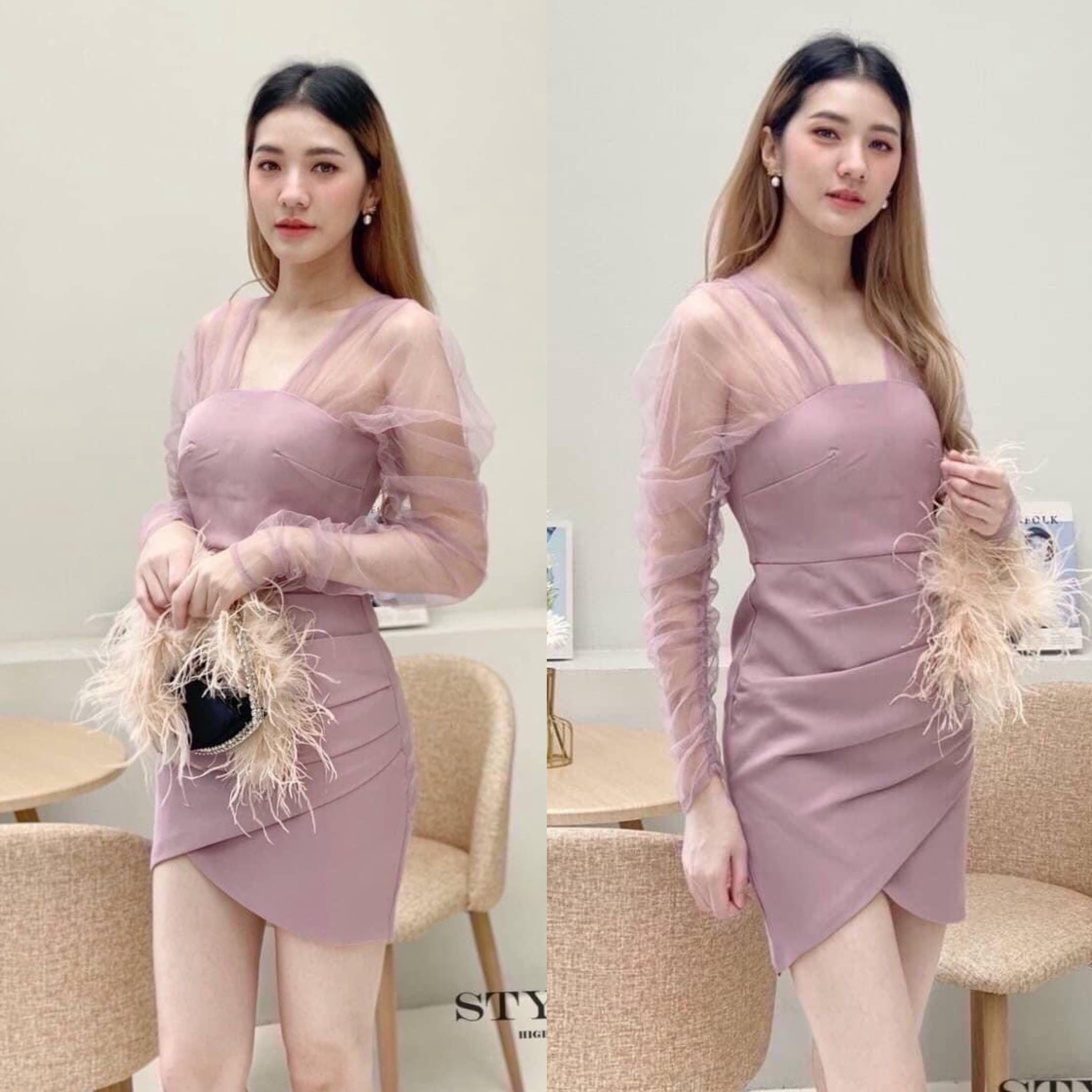 เดรสทรงพอดีตัว เเขนยาวซีทรู ใส่สวยเซ๊กซี่เบาๆ ดูดีเหมือนเซเลปเลยค่ะ สินค้าคุณภาพ (พร้อมส่ง)