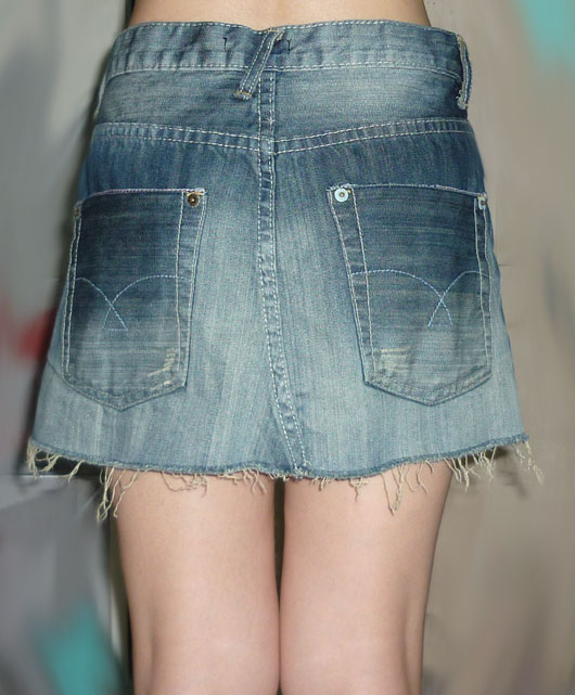 กระโปรงยีนส์ฟอกซีดชายลุ่ย สวยเซอร์ๆ 30-36-11.5