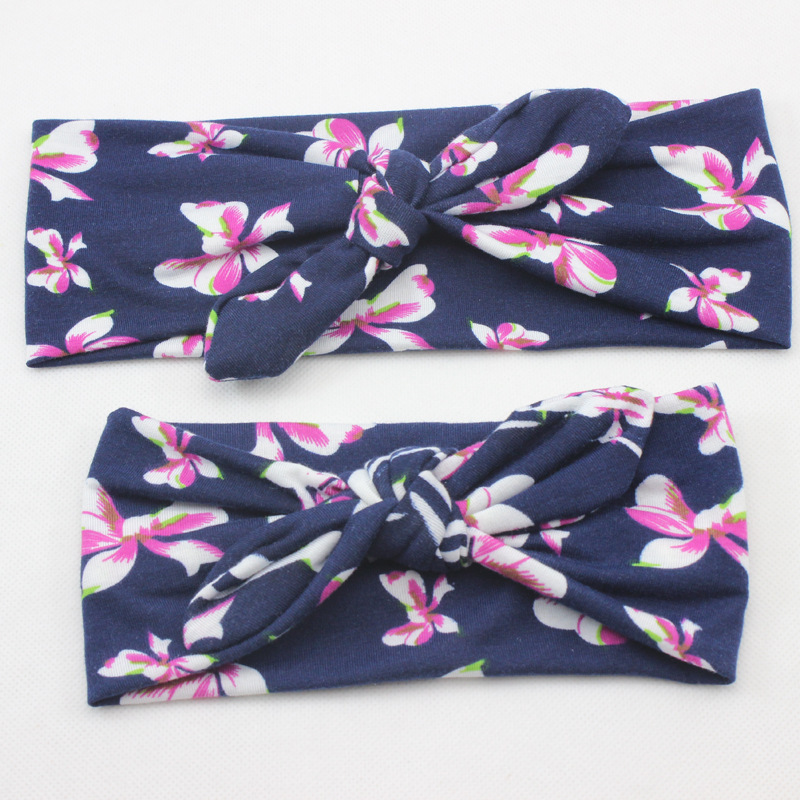 [แพคคู่] ผ้าคาดผมเกาหลี ผ้าคาดผมหญิง คู่แม่+ลูก ผ้าคาดผมเด็กอ่อน ผ้าคาดผมทารก และคุณแม่ โบว์หูกระต่ายดอกไม้ Retro