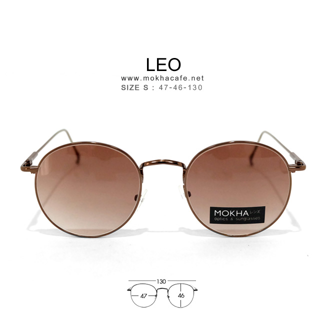 [pre-order] แว่นกันแดด LEO - brown กรอบโลหะ ทรงกลม กว้าง 130 มม.(sizeS)