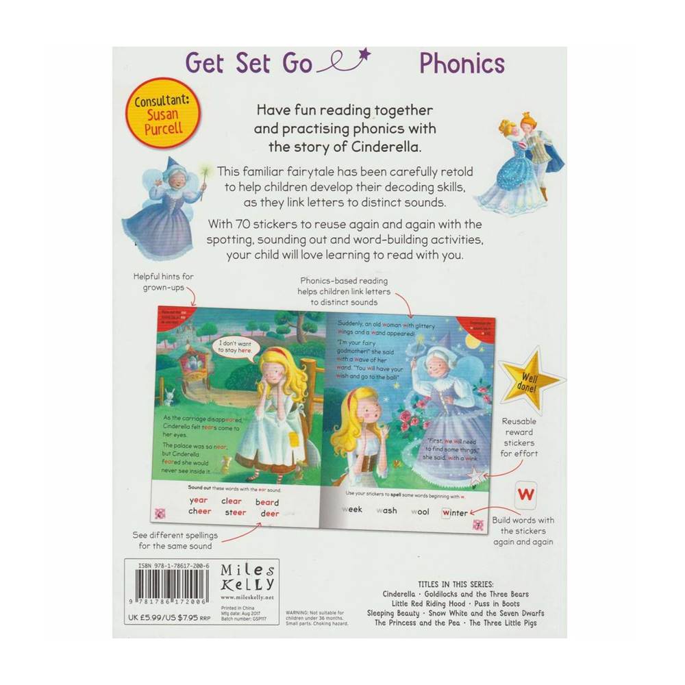 Miles Kelly : Learn to Read : Get Set Go Phonics Age 5-7 : Classic Fairly Tales 3 Books Collection : เซตหนังสือหัดอ่านภาษาอังกฤษโฟนิกส์ 3 เล่ม Goldilocks + Cinderella + Puss in Boots