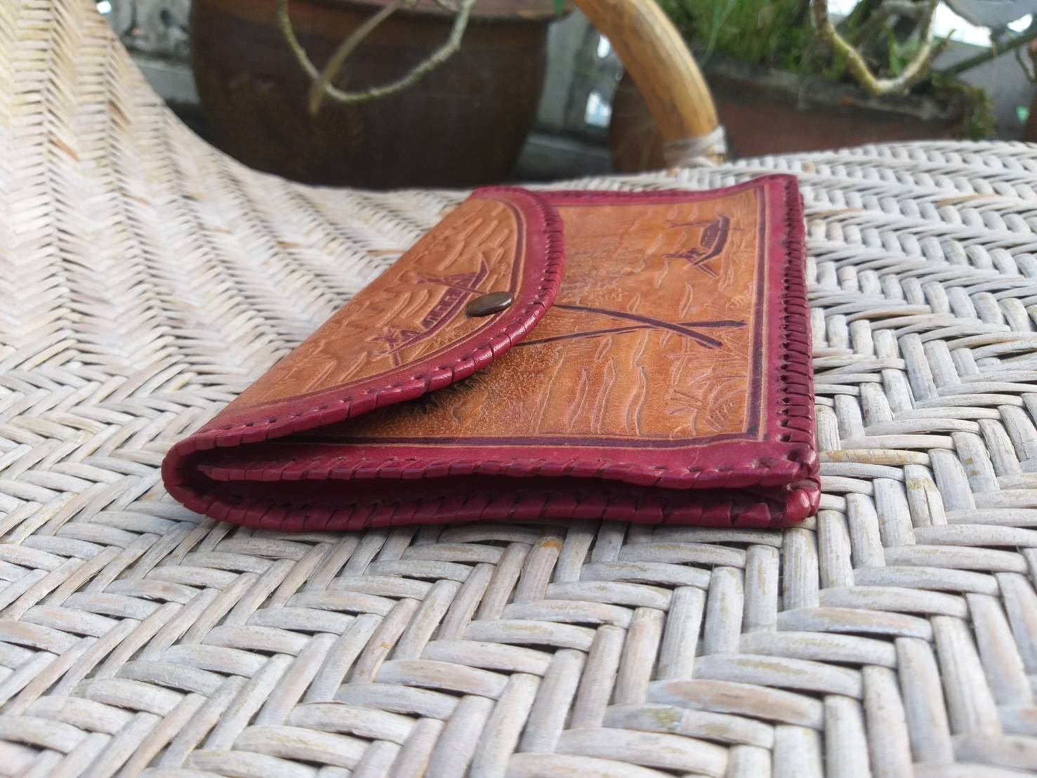 กระเป๋าใส่บิล ใส่เอกสาร ใส่พาสปอร์ต หนังแท้ปั๊มลาย (ของใหม่)