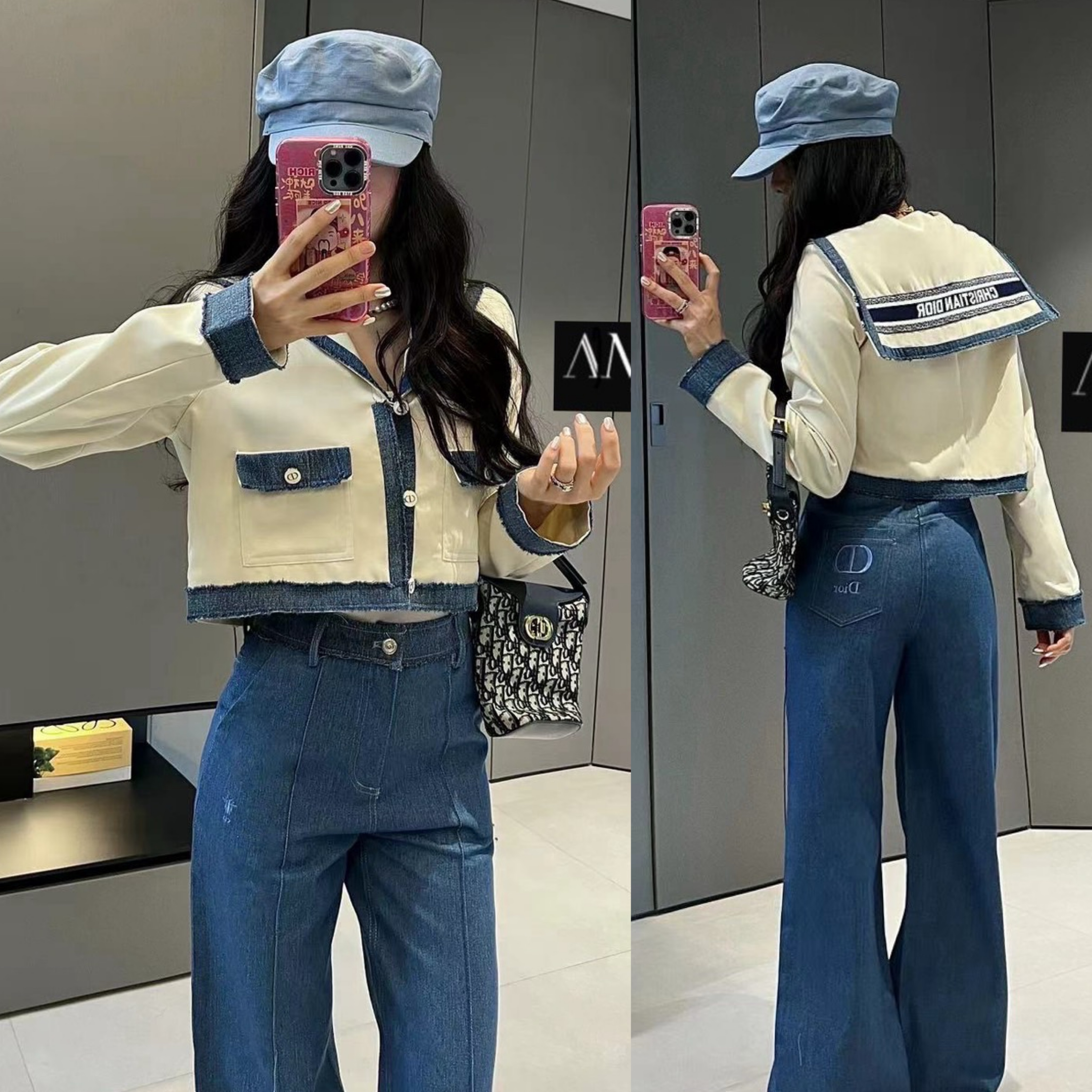 เสื้อแขนยาว CD คอปกทหารเรือ งานสวยม๊ากกก ลายใหม่ สดใส งานน่ารักมาก ผ้าเด้งใส่สบาย ใส่สบาย : สินค้าคุณภาพ (พร้อมส่ง)