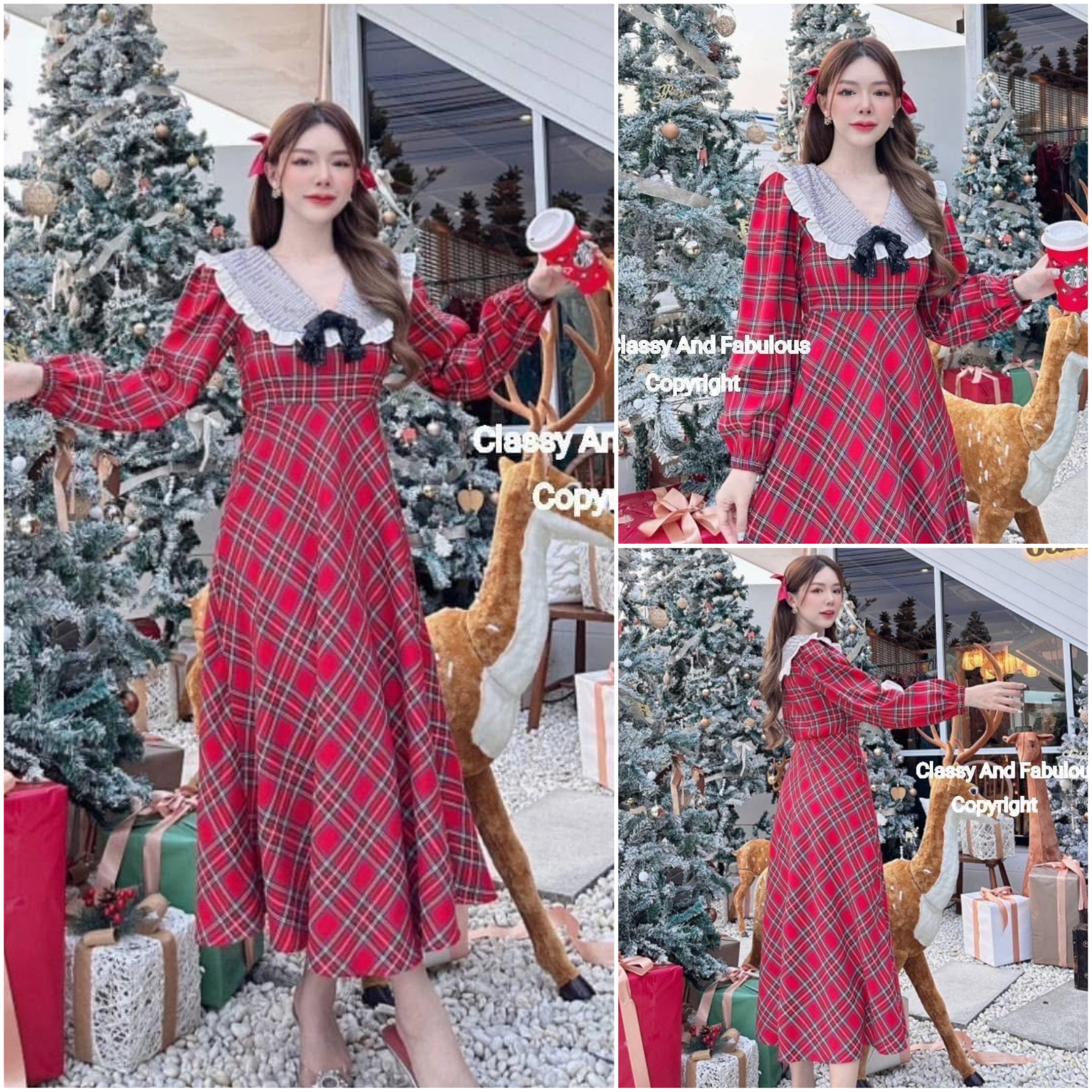 Setเสื้อคอปกฉลุ แขนตุ๊กตา ลายสก็อต กระดุมหน้าจริง Cute สุดน่ารัก เนื้อผ้าดีมาก มาพร้อมกระโปรง4ส่วน ตกแต่งโบว์ ใส่สบาย : สินค้าคุณภาพ (พร้อมส่ง)